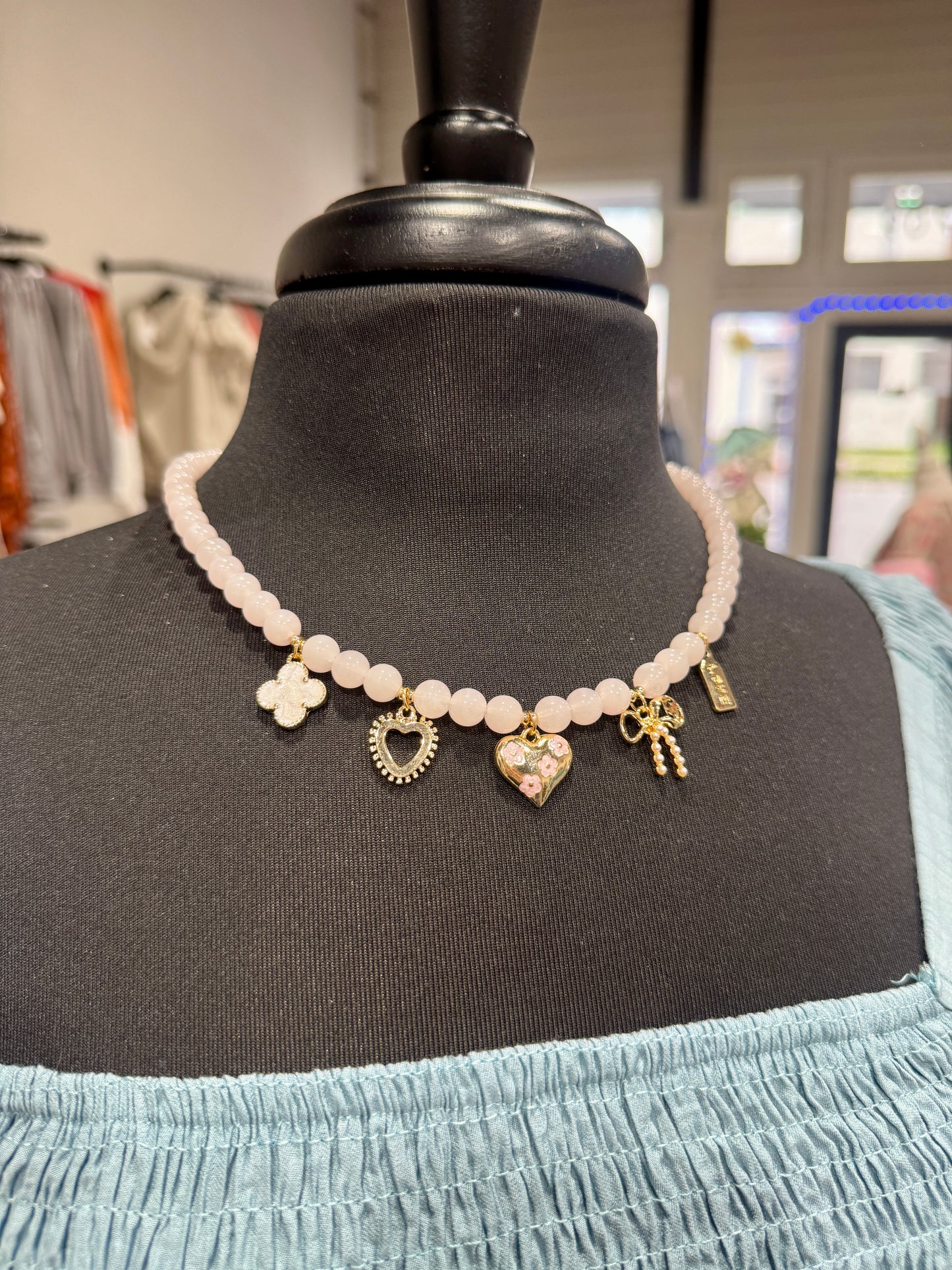 Pastel Beaded Charm Necklace