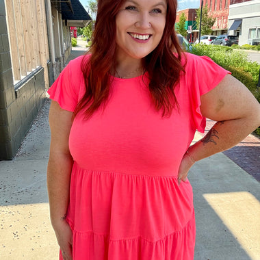 Nellie Neon Coral Tiered Top