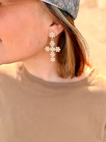 Pearl Studded Cross Earrings