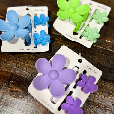 Flower Claw Clip Trio