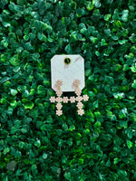 Pearl Studded Cross Earrings