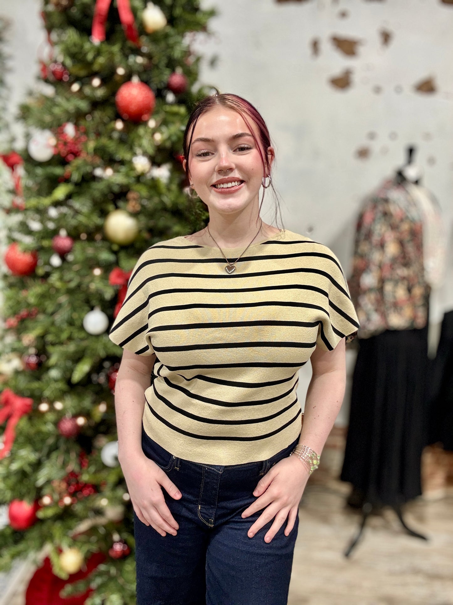 Cap Sleeve Stripe Top