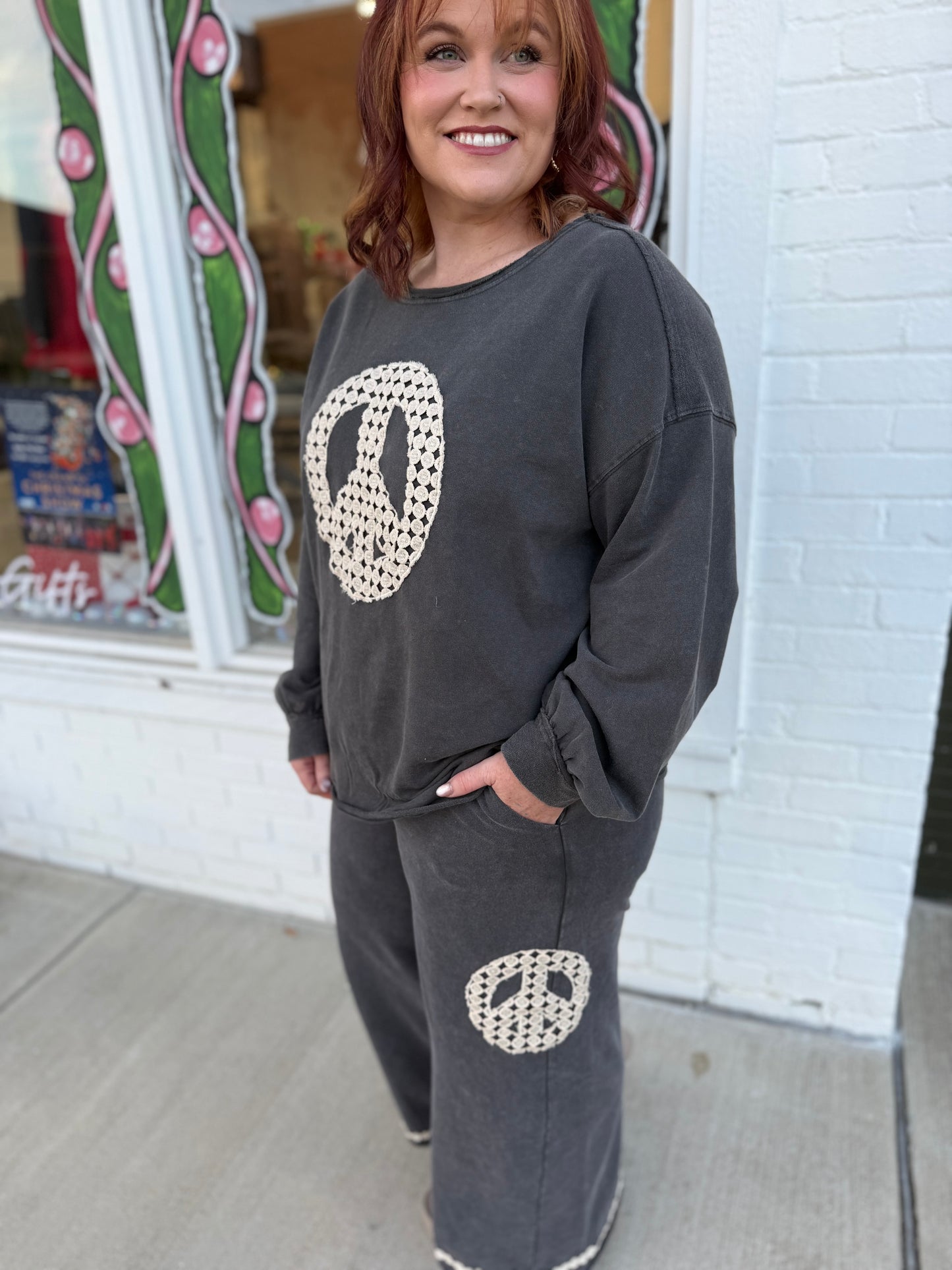 Penny Peace Sign Wide Leg Pants