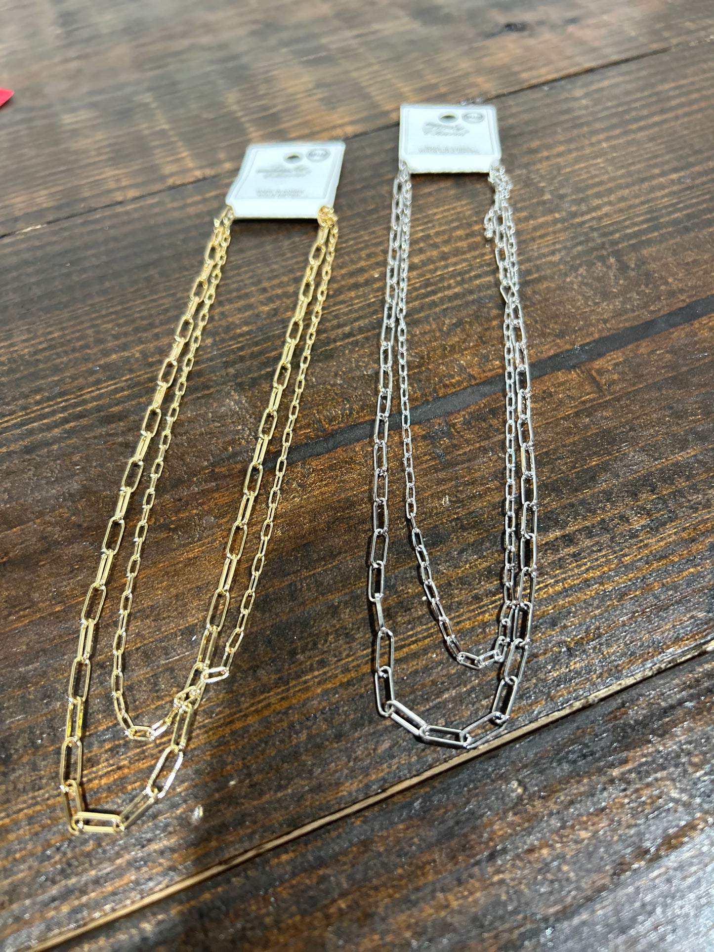 Layered Paperclip Chain Link Necklace