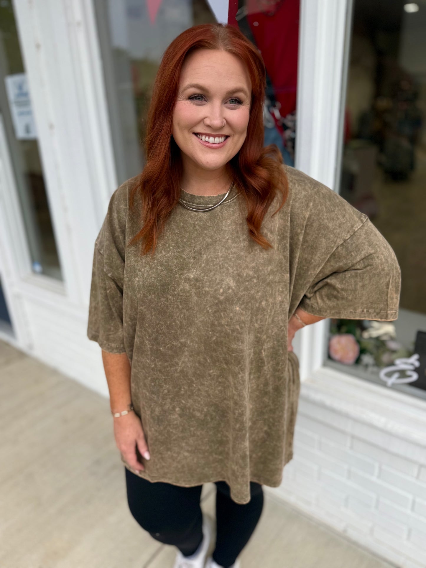 Olive Jessica Acid Wash Shirt