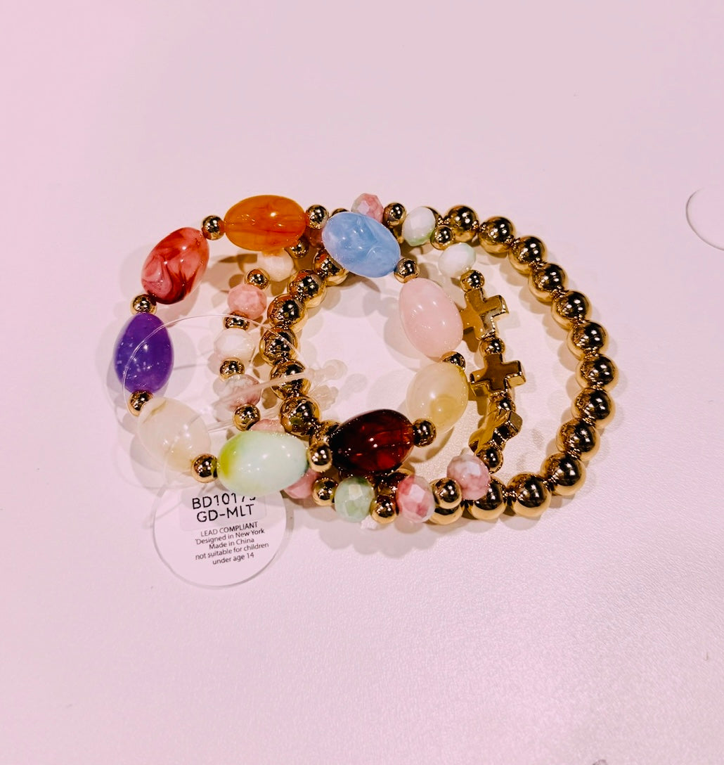 Maria Set of Three Beaded Bracelet (Multiple Colors)