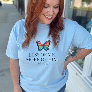 Less of Me Butterfly Tee on Comfort Color
