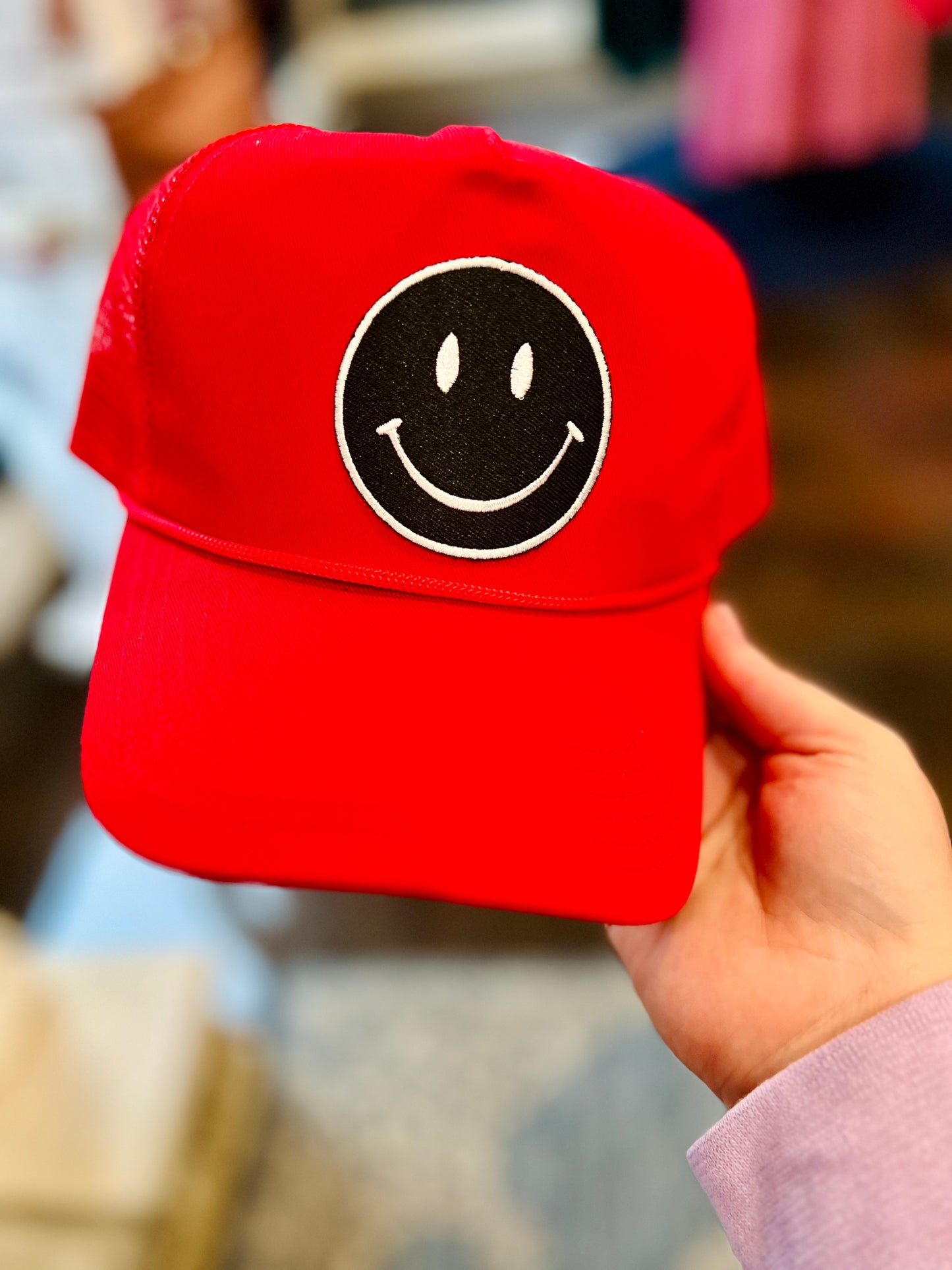 Smiley Patch Trucker Hat (Multiple Colors)