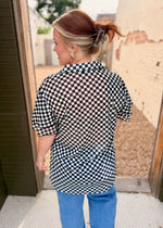 Mesh Checkered Button Down