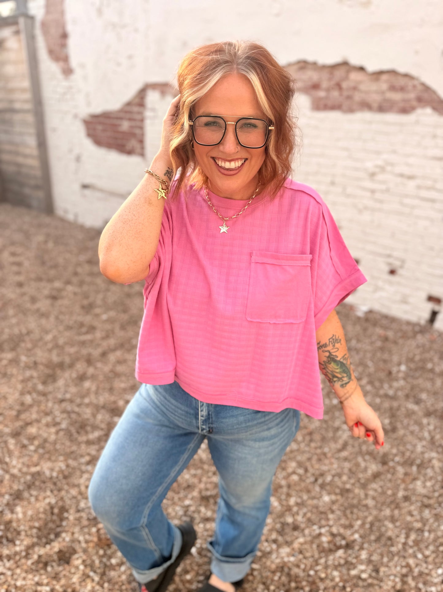 Nicole Textured Pink Top