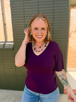 Finley Flutter Sleeve Top in Plum