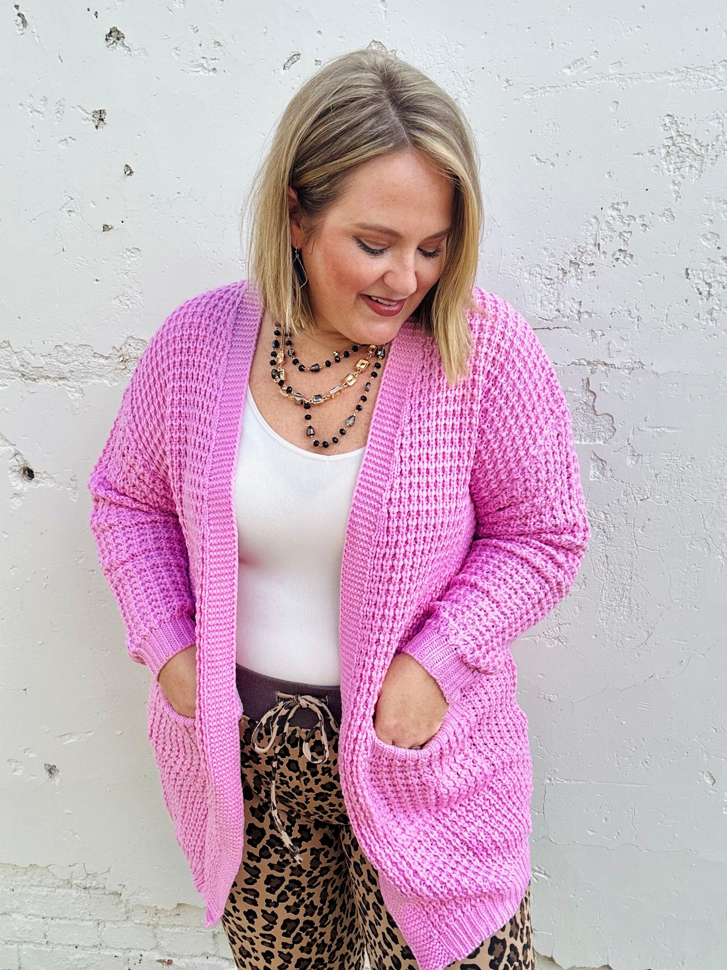 Chunky Waffle Knit Cardigan