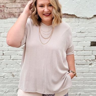 Sabra Ribbed Top in Sand