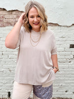 Sabra Ribbed Top in Sand