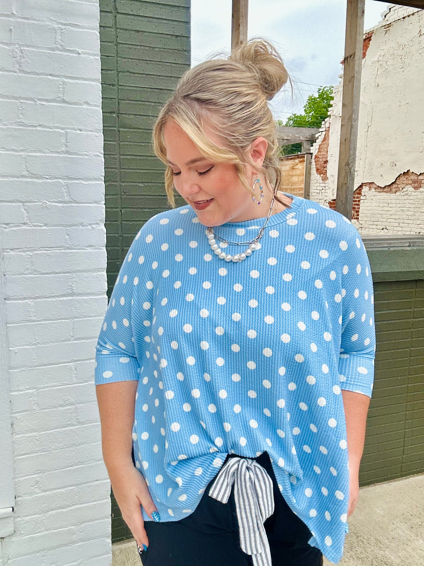 Ken Ribbed Polka Dot Top