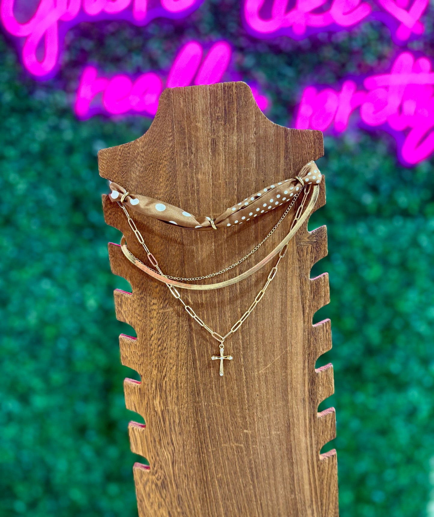 Triple Layer Cross Scarf Necklace