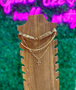 Triple Layer Cross Scarf Necklace
