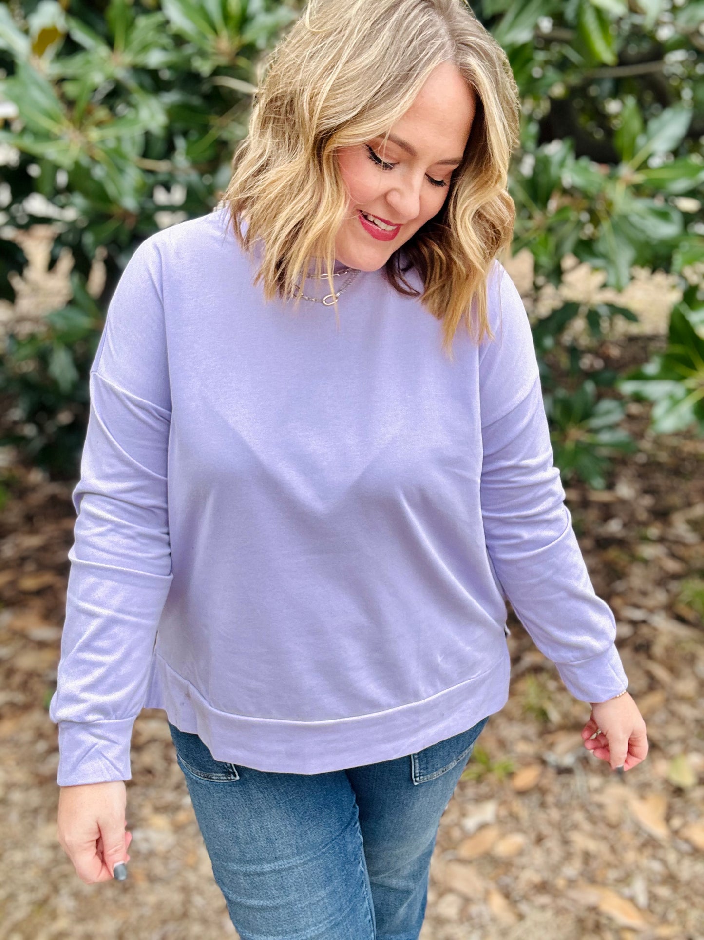 Belle French Terry Sweatshirt in Purple