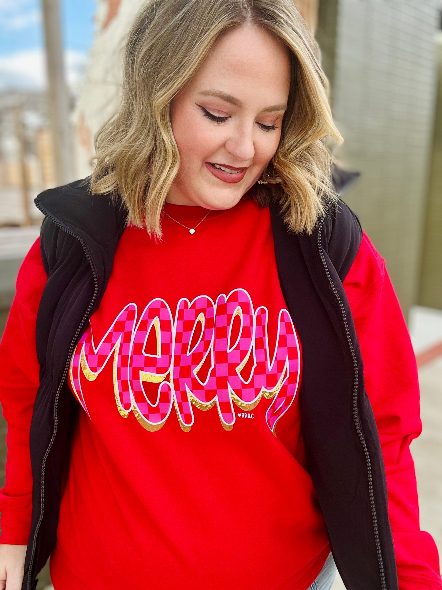 Checkered Merry Sweatshirt