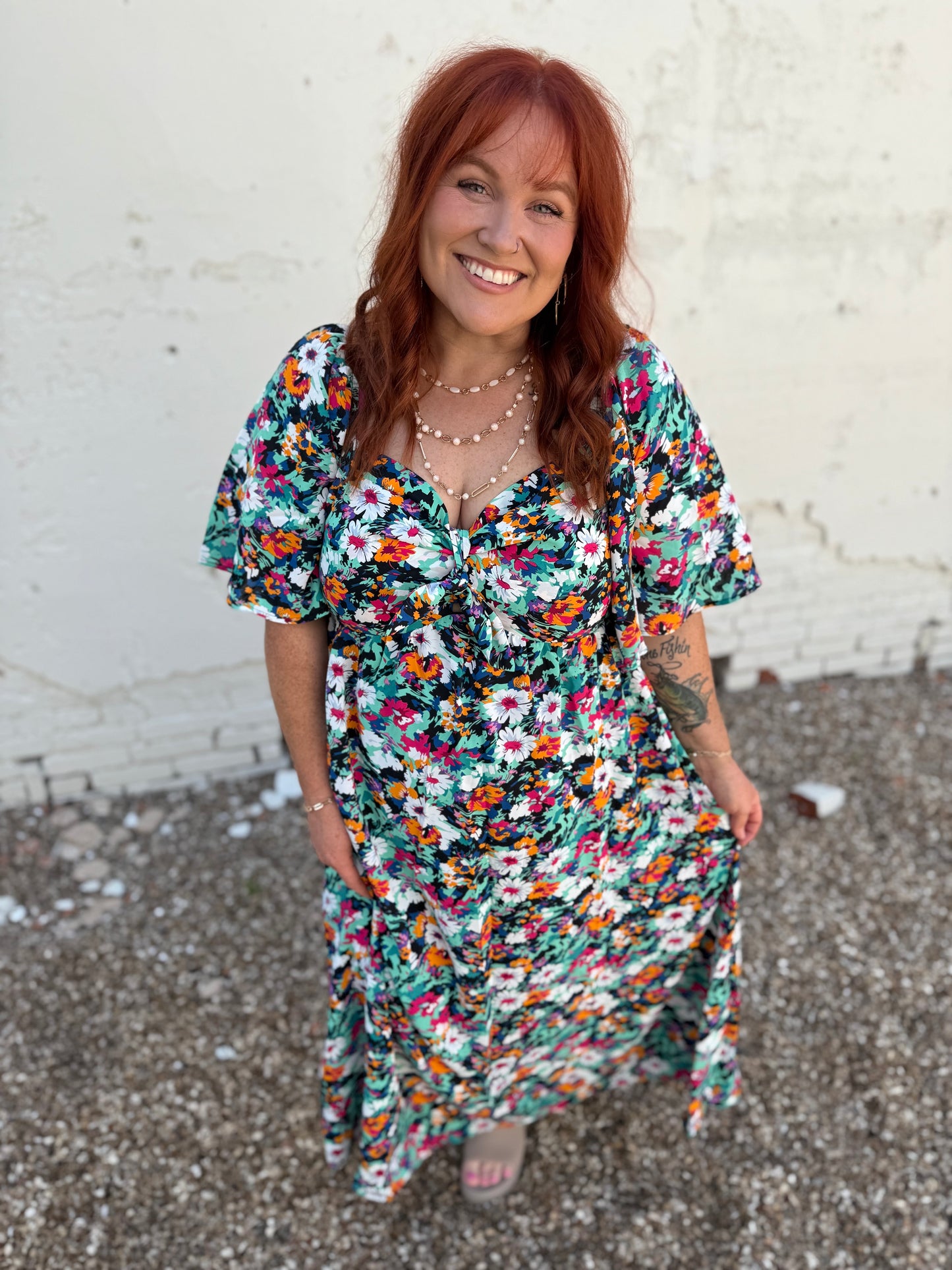 Tracy Black Floral Sweetheart Dress