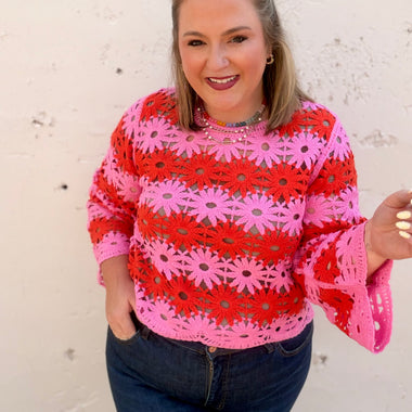 Flower Crochet Knit Top