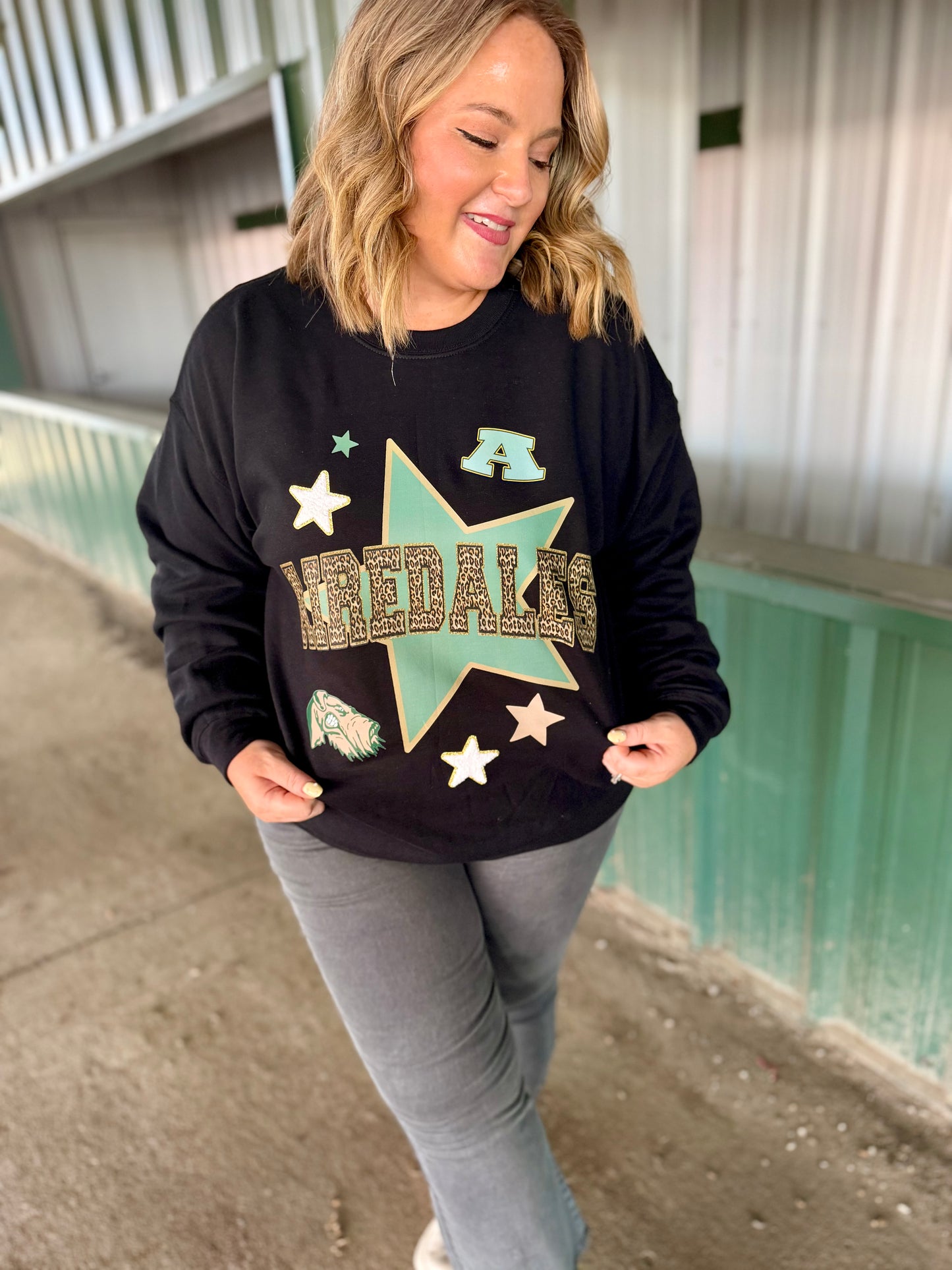 Chenille Patch Accent School Spirit Sweatshirt (Any Style)