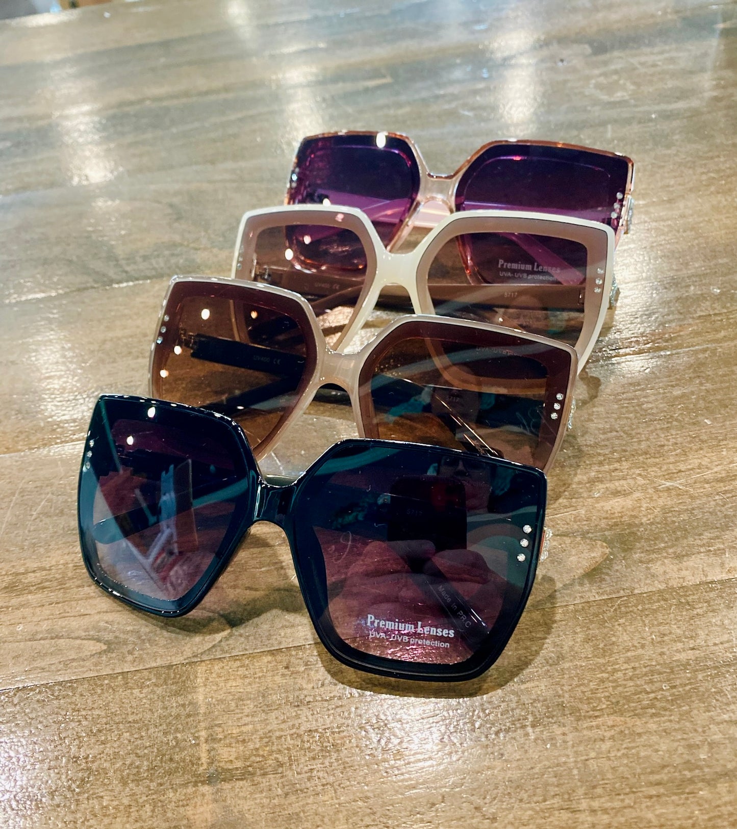 Large Square Sunglasses with Rhinestones