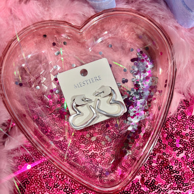 Hammered Heart Hoop Earrings- Silver