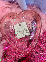 Hammered Heart Hoop Earrings- Silver