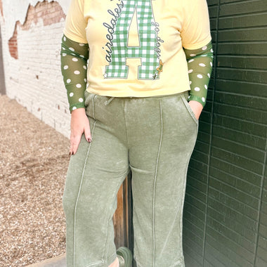 Karen Acid Wash Pants in Olive