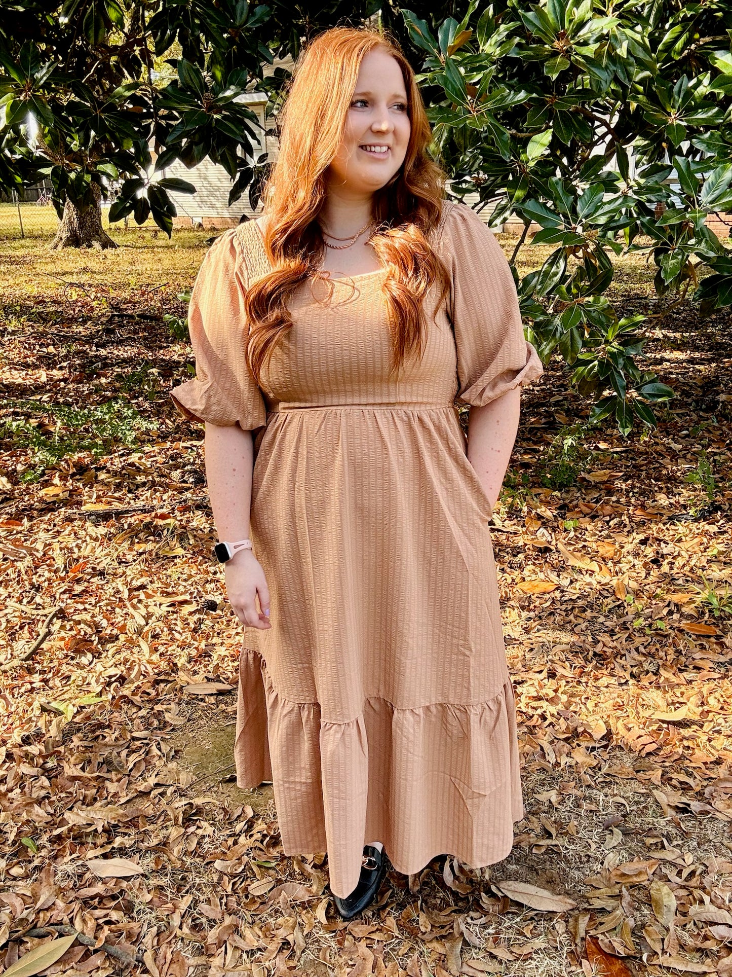 Miranda Taupe Midi Dress