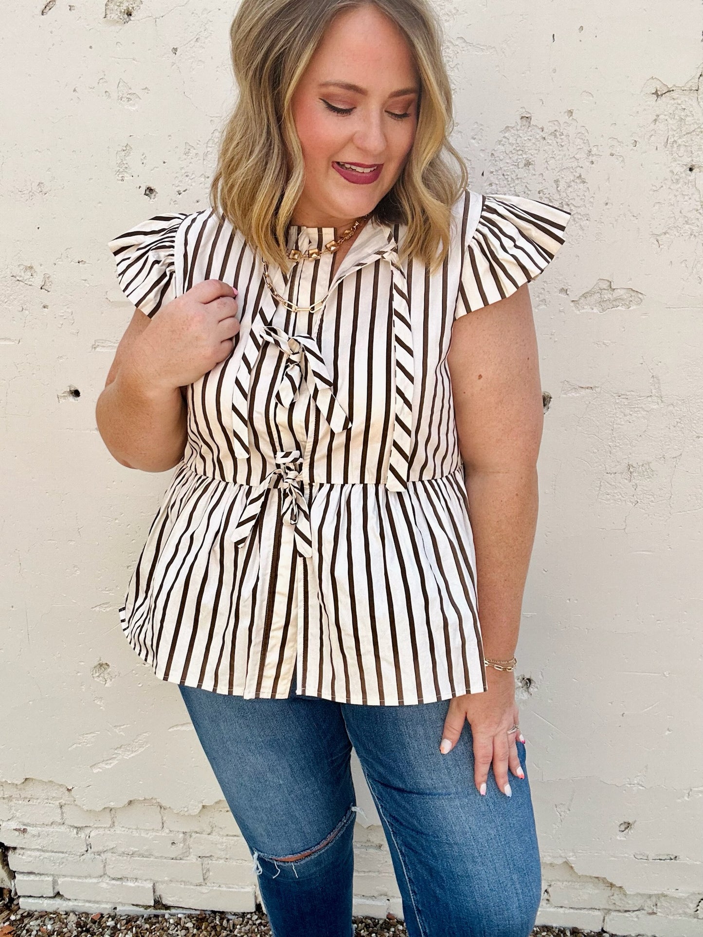 Sarah Striped Peplum Top