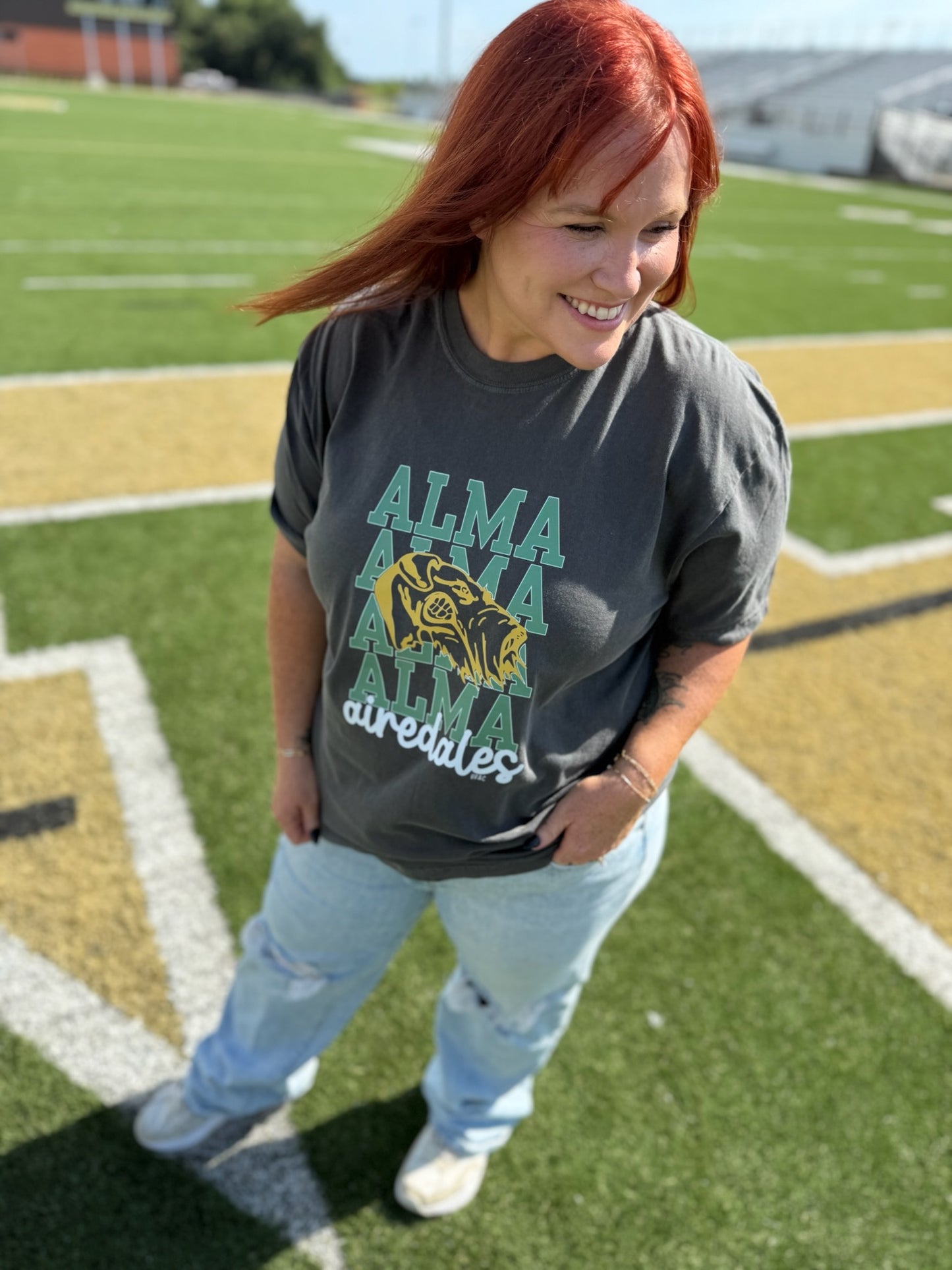 School Spirit Stacked on Comfort Colors (Customizable)