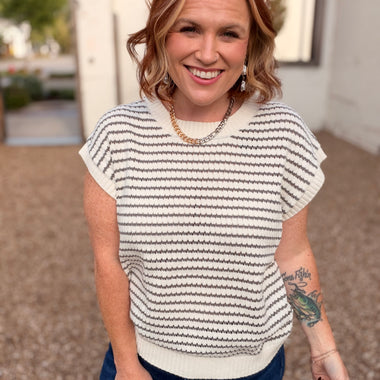 Alexis Striped Sleeveless Sweater