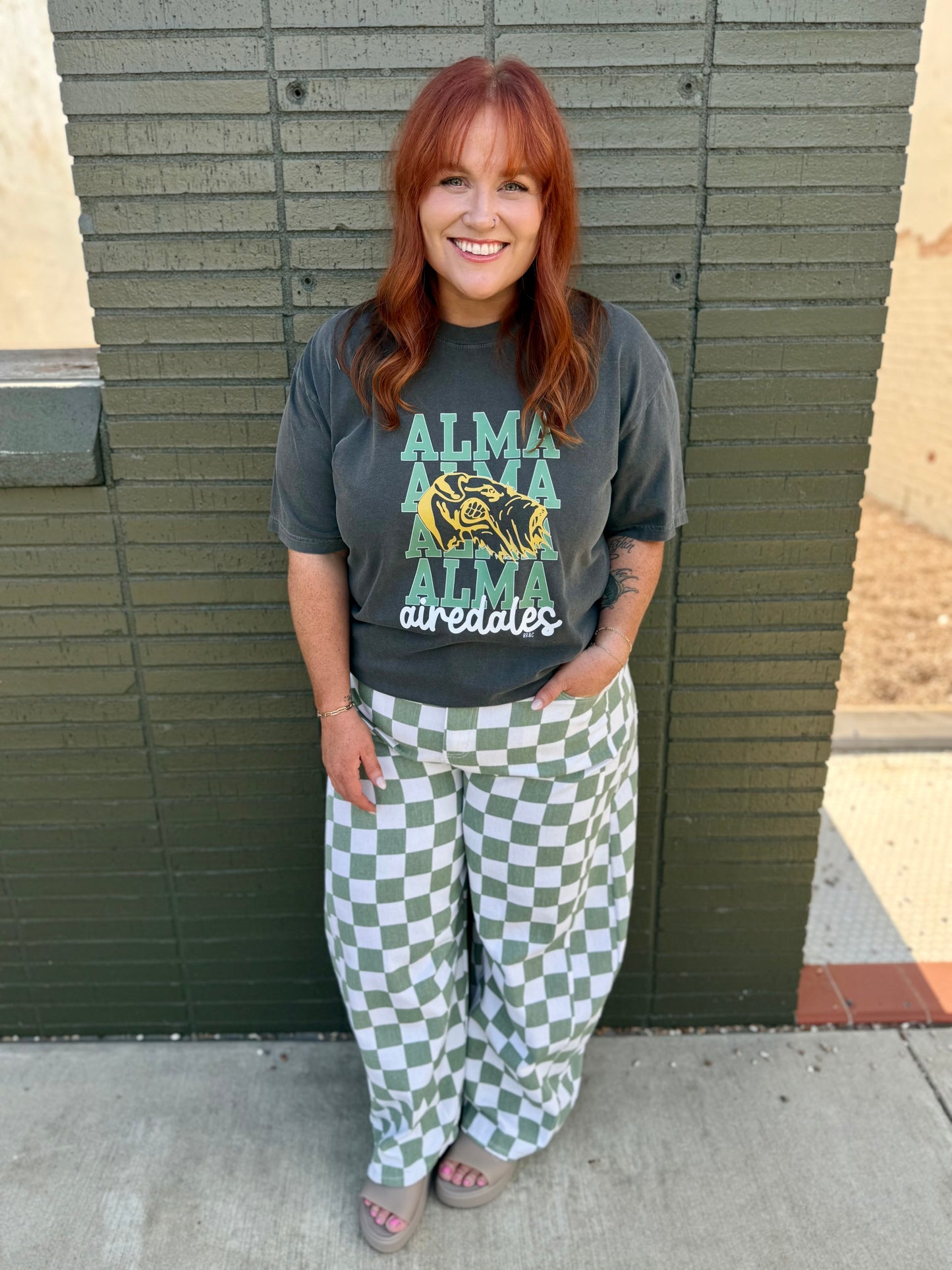 Olivia Checkered Barrel Pants