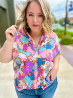 Malia Mixed Print Button Top
