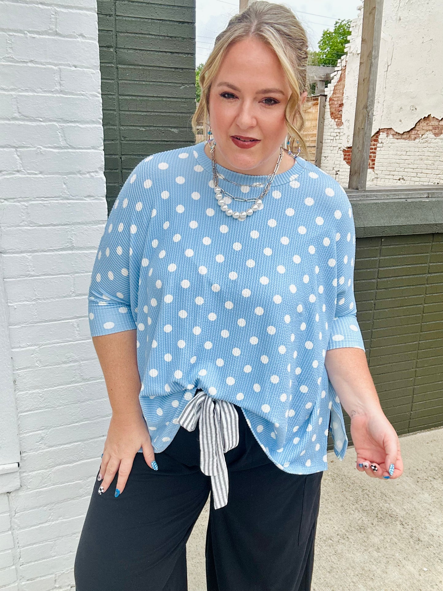 Ken Ribbed Polka Dot Top