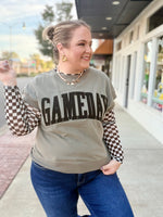 Game Day Embroidered Top in Gray