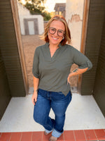 Ribbed Quarter Sleeve Top (Multiple Colors)