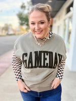 Game Day Embroidered Top in Gray