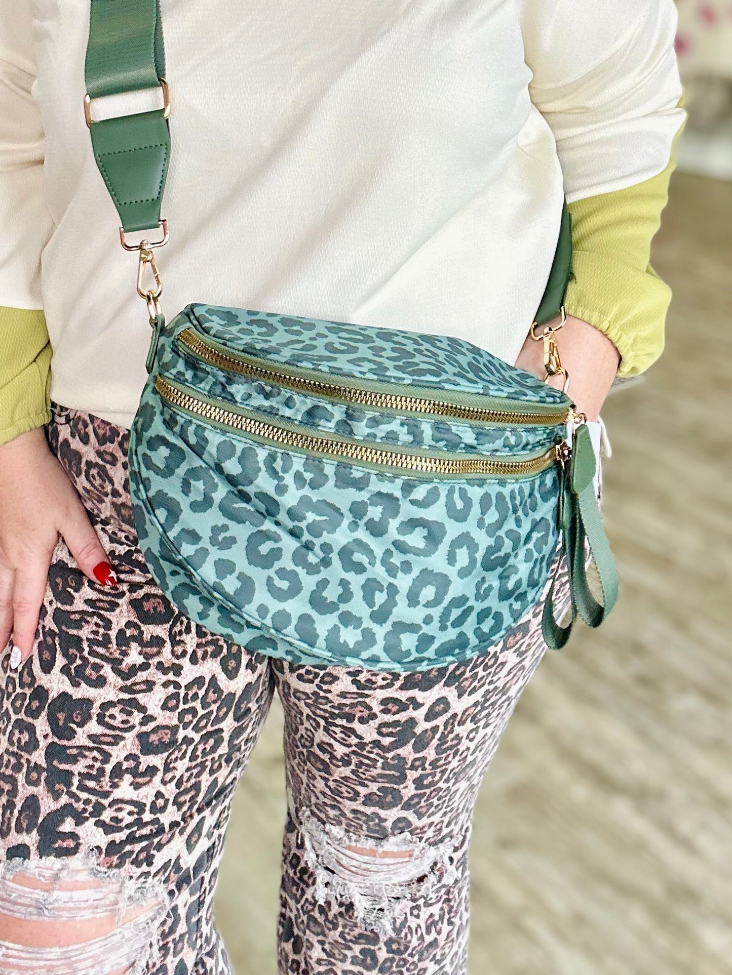 Green Leopard Oversized Fanny