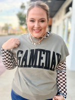 Game Day Embroidered Top in Gray