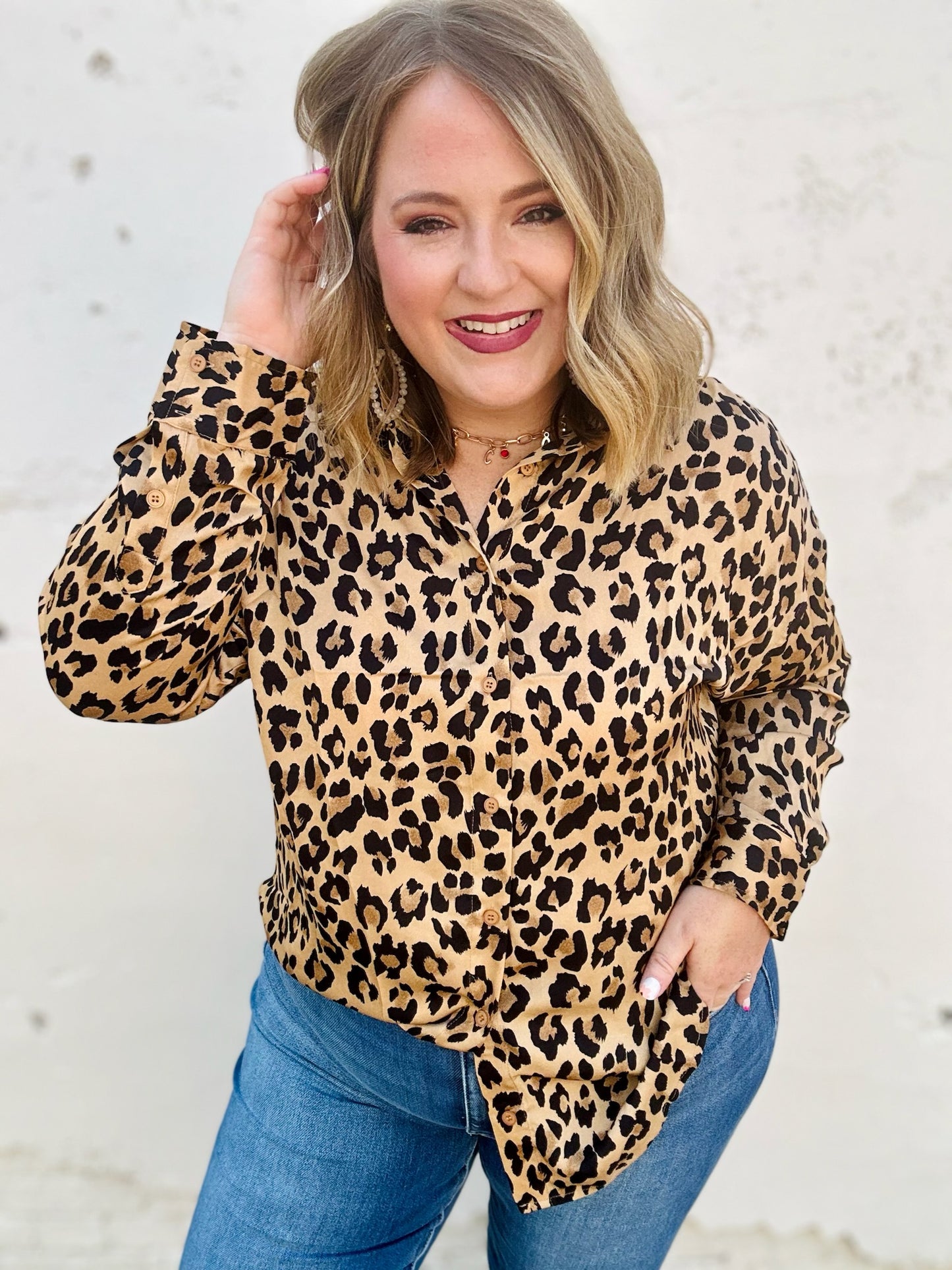 Leopard Print Long sleeve Button Up