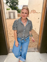 Mesh Checkered Button Down