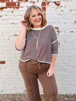 Waffle Striped Boxy Top