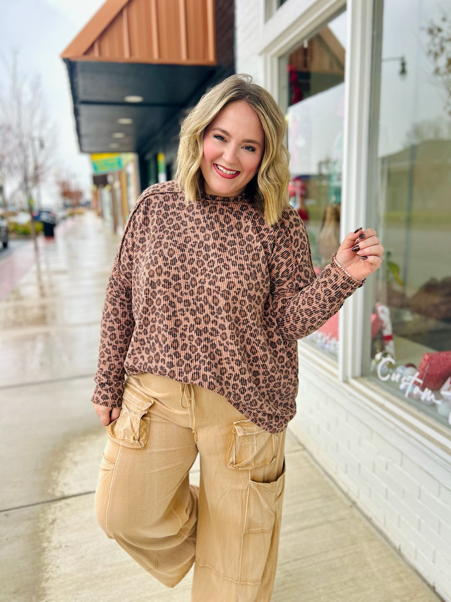 Leopard Long sleeve Ribbed Top