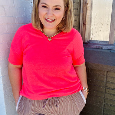 Ashlyn Solid V Neck Top