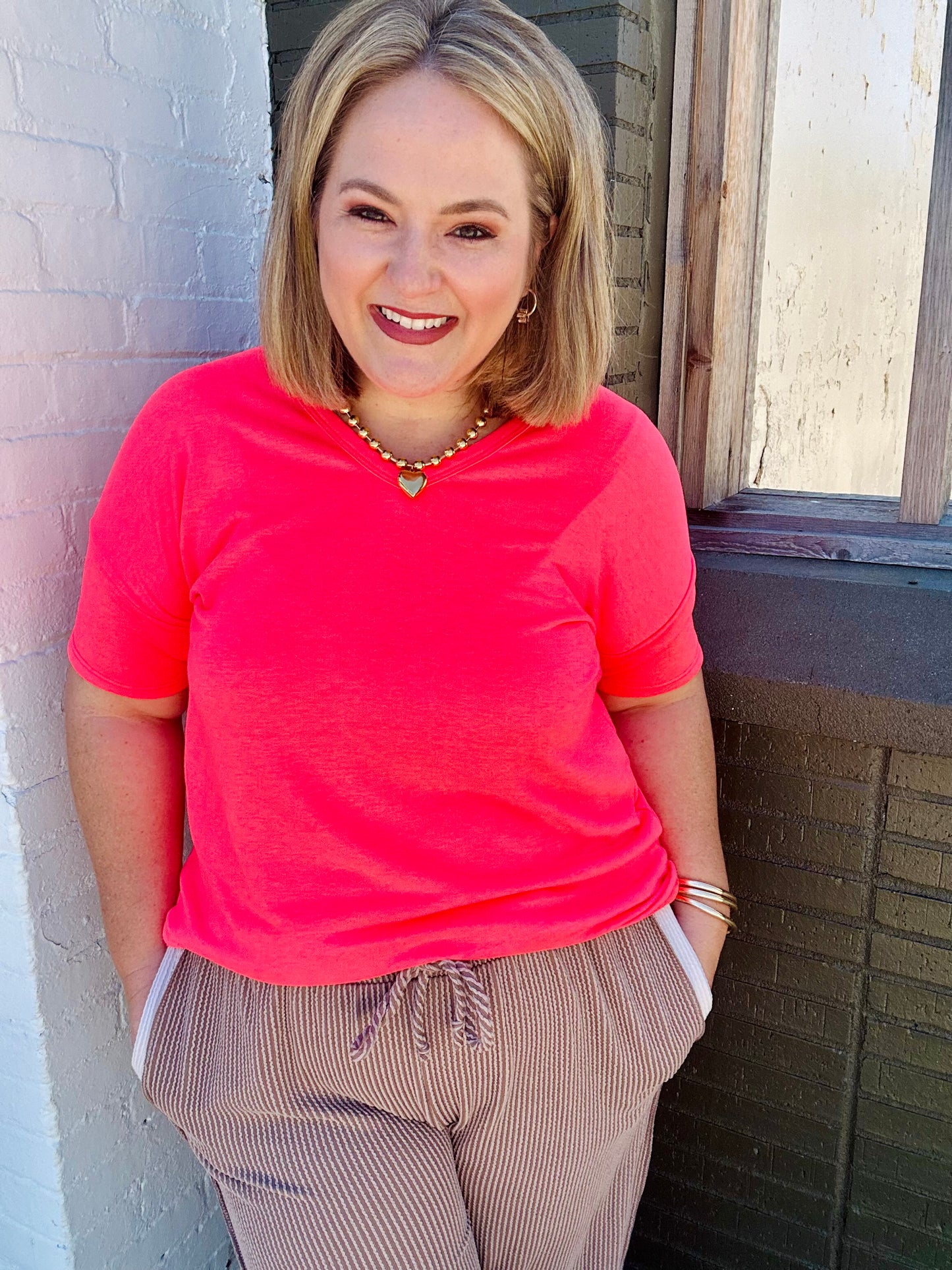 Ashlyn Solid V Neck Top