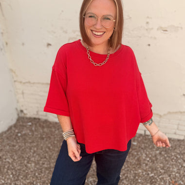Darcy Red Knit Top