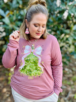 Pink Bow Christmas Tree Long Sleeve Tee